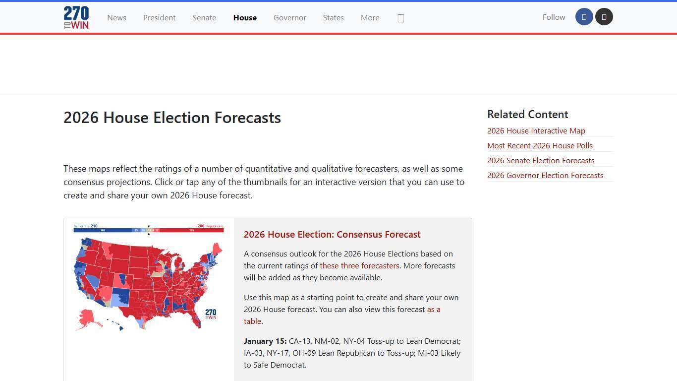 2026 House Election Forecast Maps - 270toWin