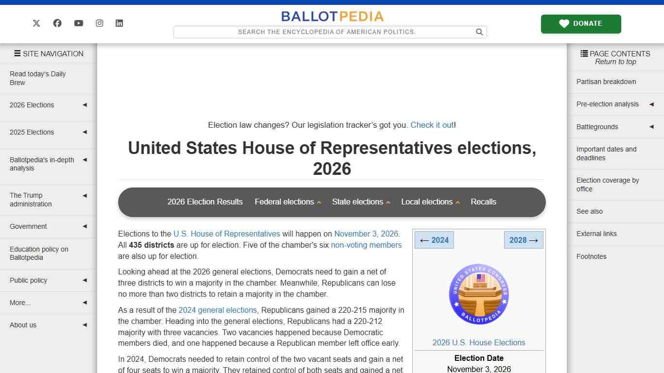 United States House of Representatives elections, 2026 - Ballotpedia