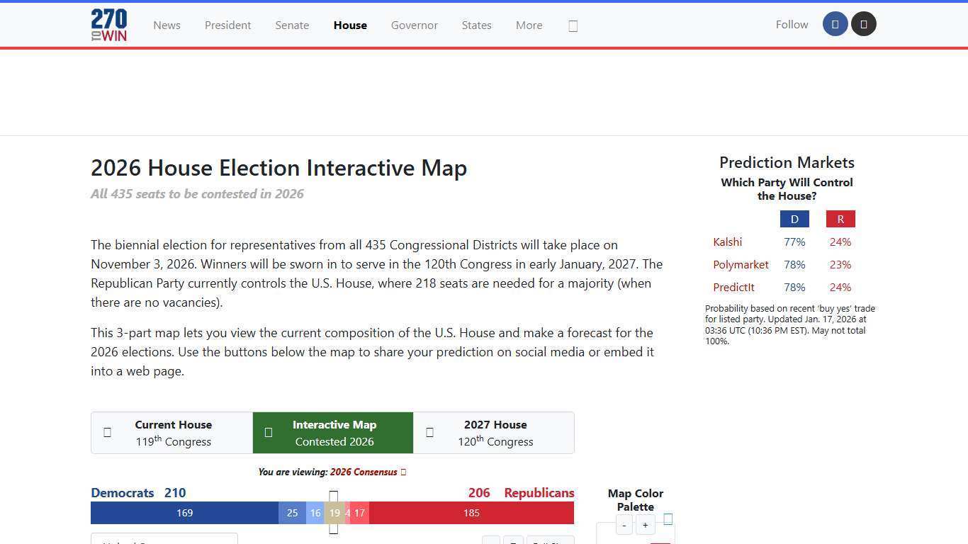 2026 House Election Interactive Map - 270toWin
