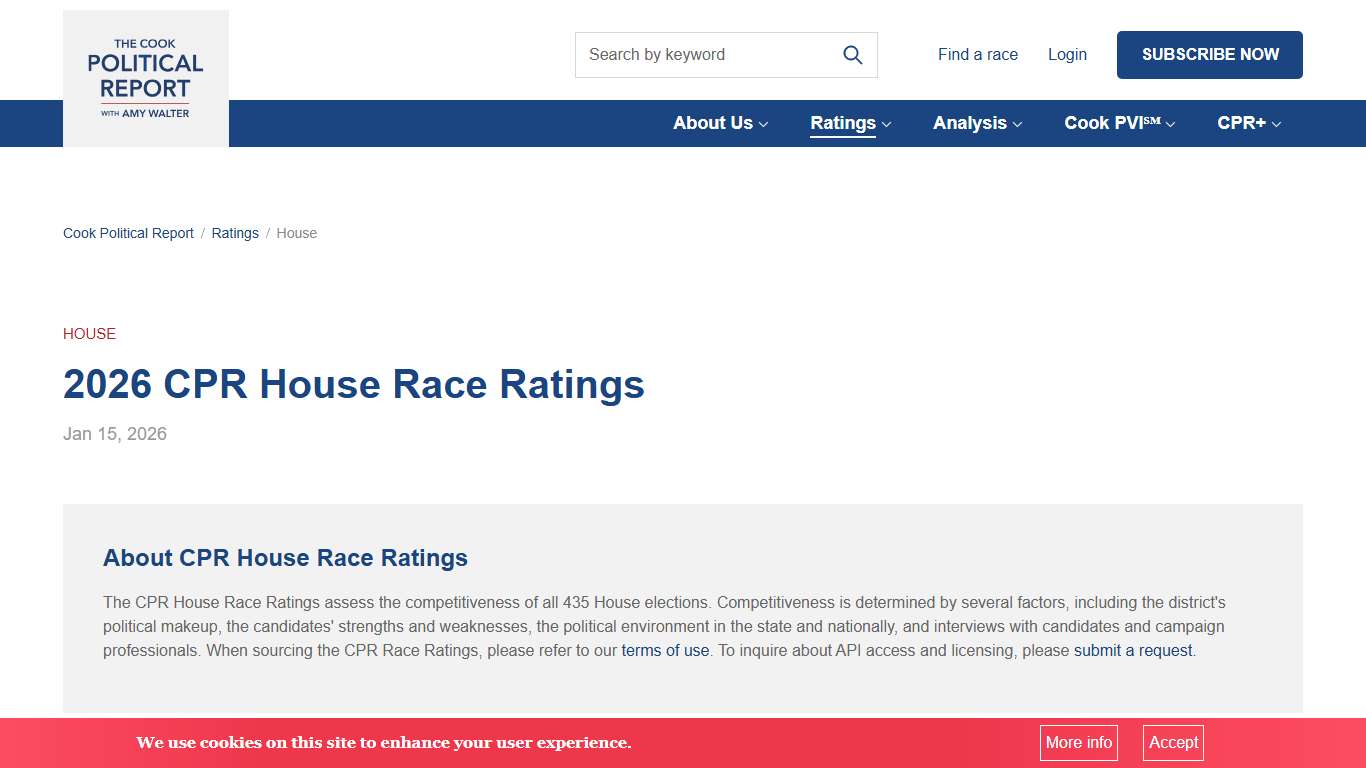 2026 CPR House Race ratings | Cook Political Report
