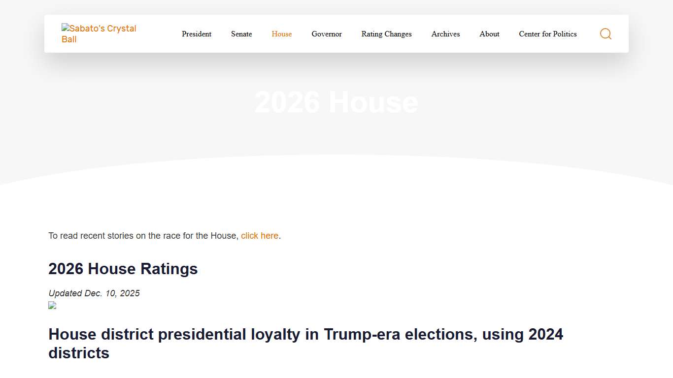 2026 House - Sabato's Crystal Ball